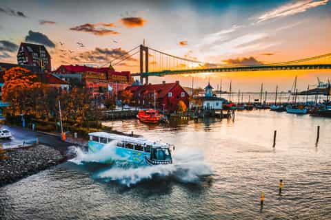 Bus tour that goes into the water at Gothernburg, Sweden.