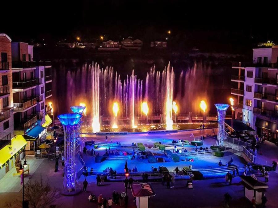 Lightshow at the Branson Landing Founding in Branson, Missouri.