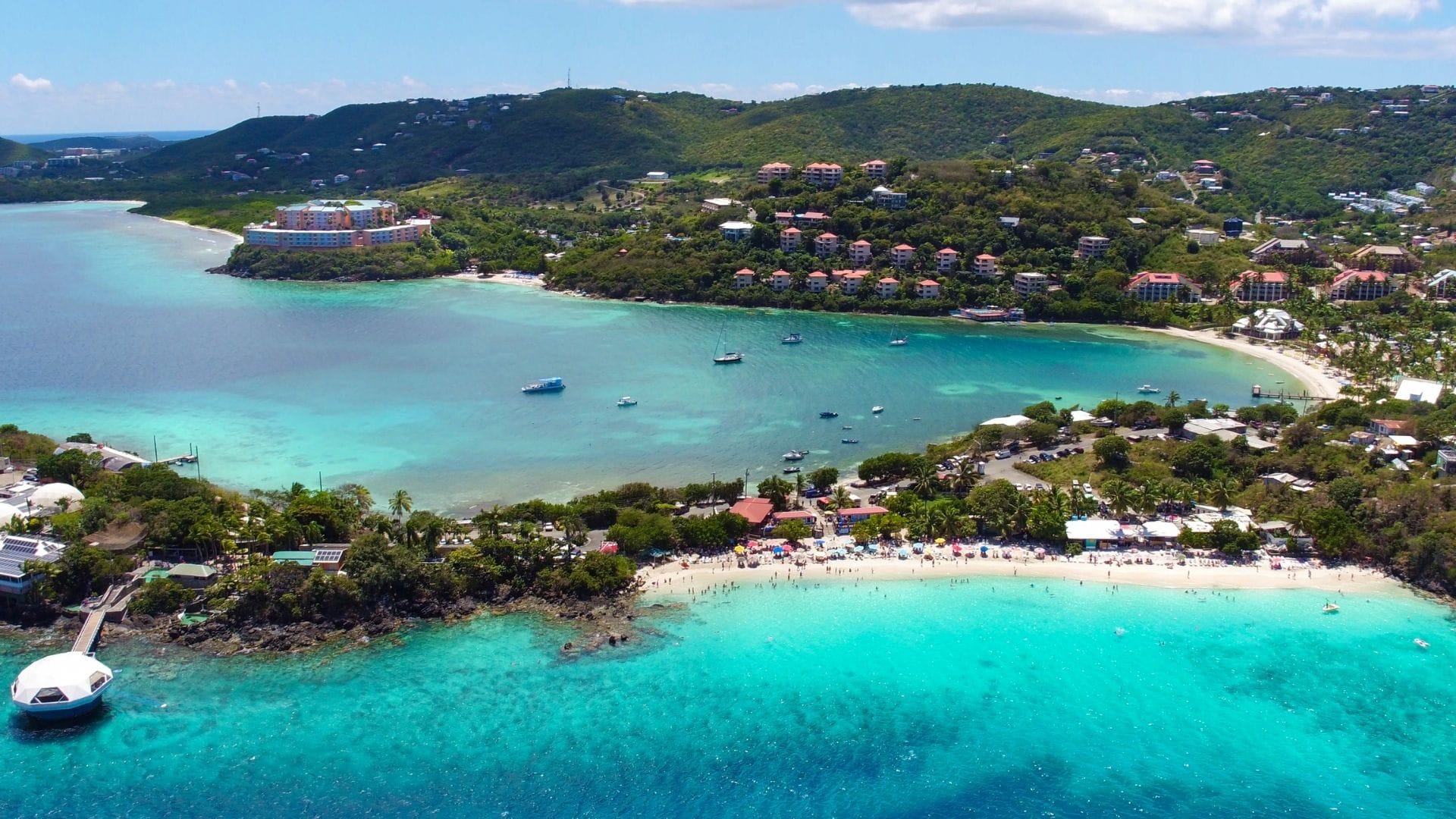 Ariel view of Coki Point Beach in St. Thomas