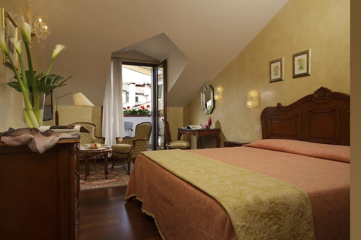 The Interior of Hotel Bisanzio in Venice, Italy.