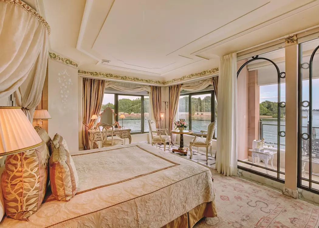 Guest room with Canal view at Hotel Cipriani A Belmond Hotel in Venice, Italy.