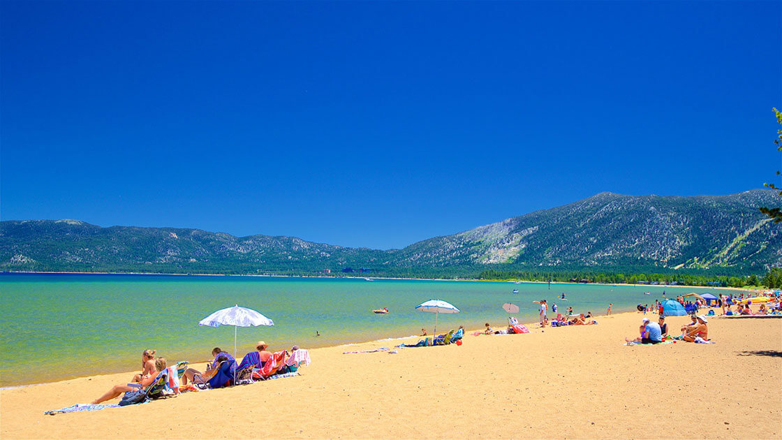 People enjoying Pope Bach Lake Tahoe California.