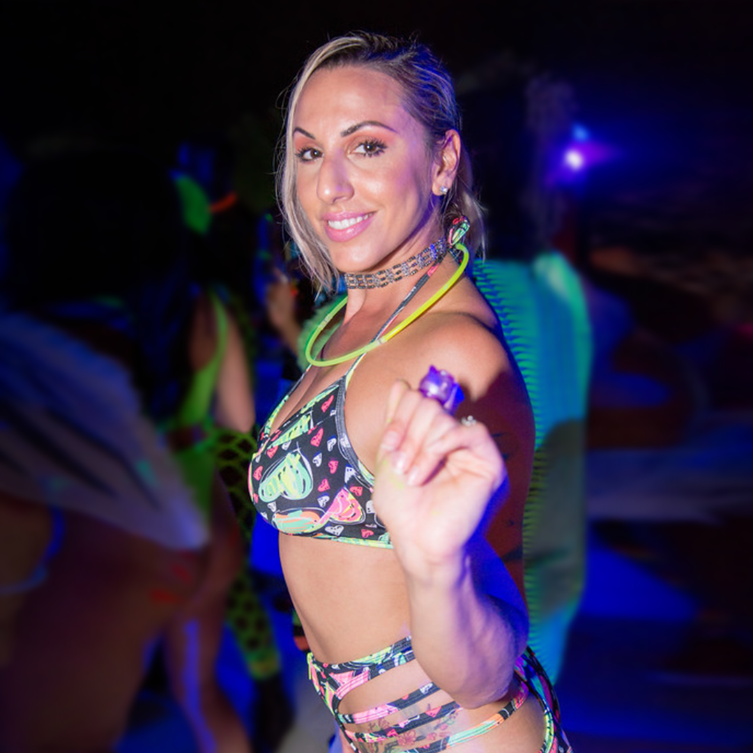 Pretty woman dancing at a nightclub at Hedonism two's night club in Negril, Jamaica.