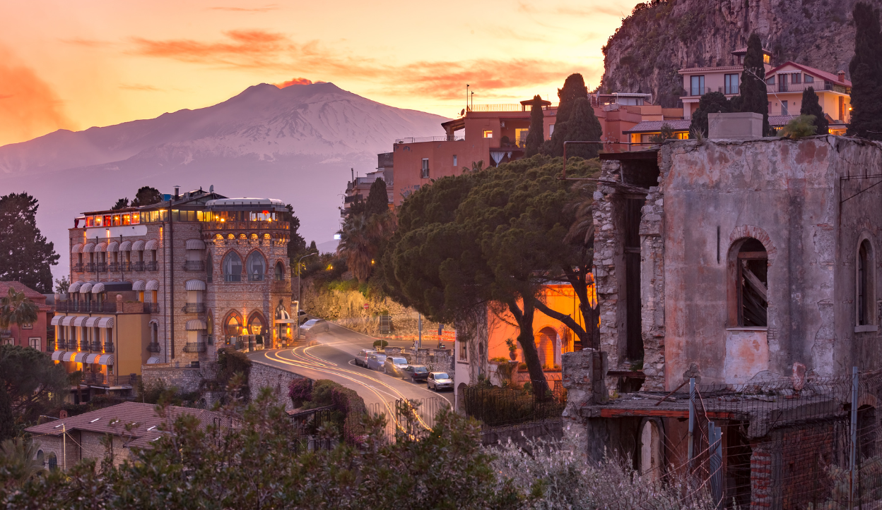 Ancient buildings in Sicily Italy.