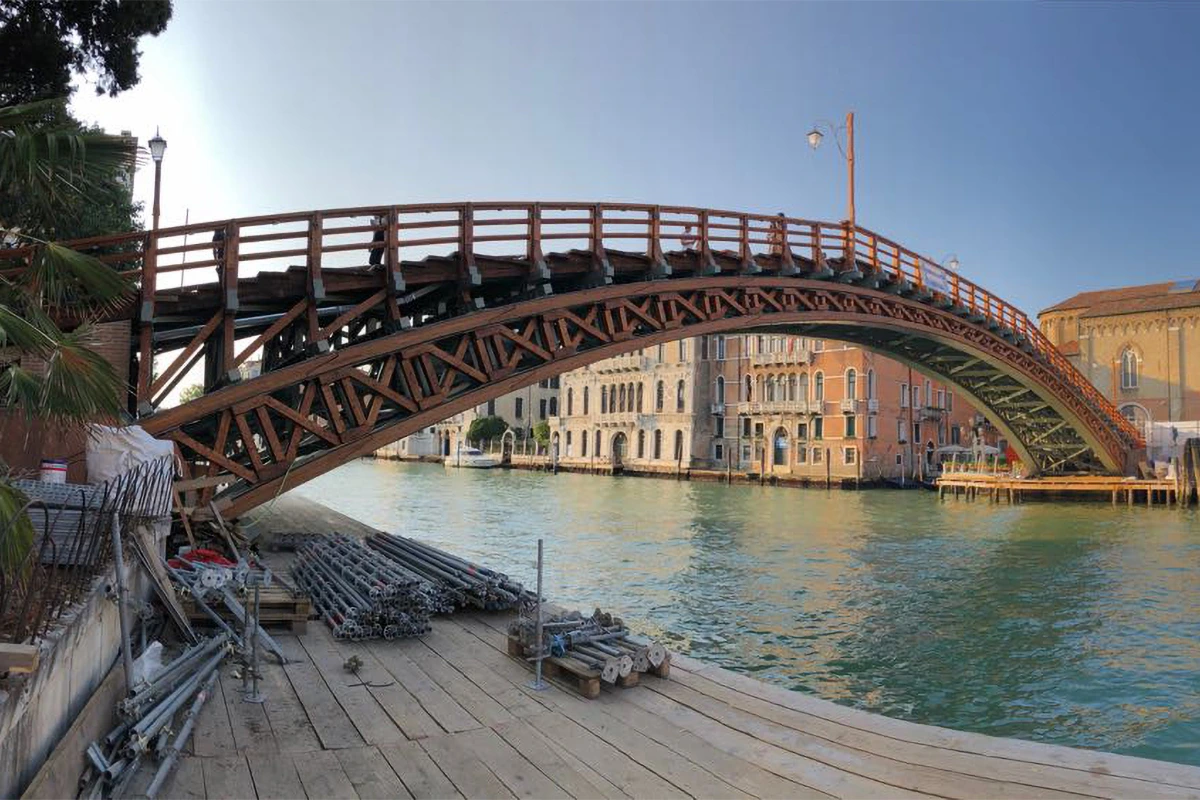 Accademia Bridged stretching across a Canal in Venice, Italy.