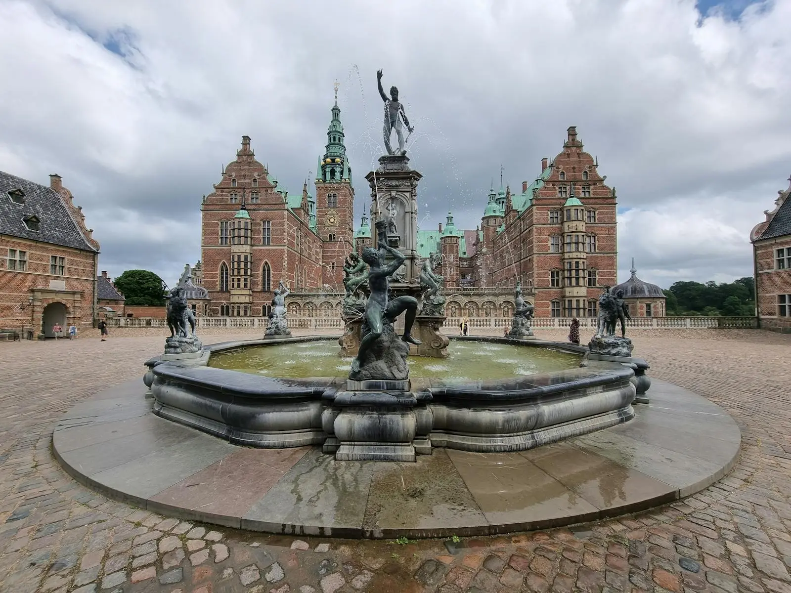 View of Frederiksborg Castle from the water fountain.