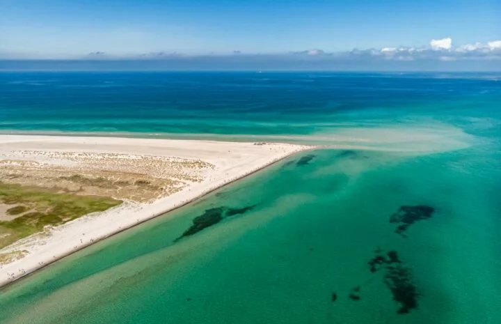 Ariel view of the beach at Skagen, Denmark.