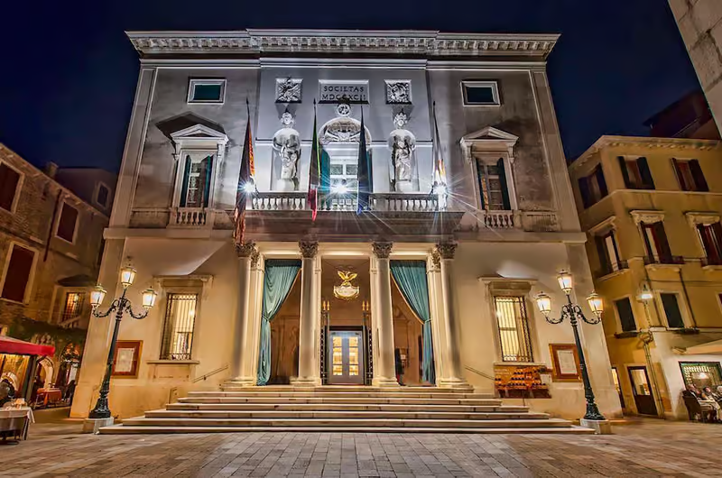 Entrance to Teatro La Fenice in Venice, Italy.