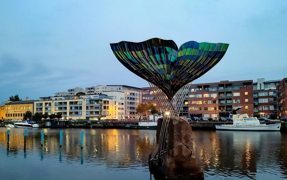Artwork that looks like a whales tail in Turku, Finland.