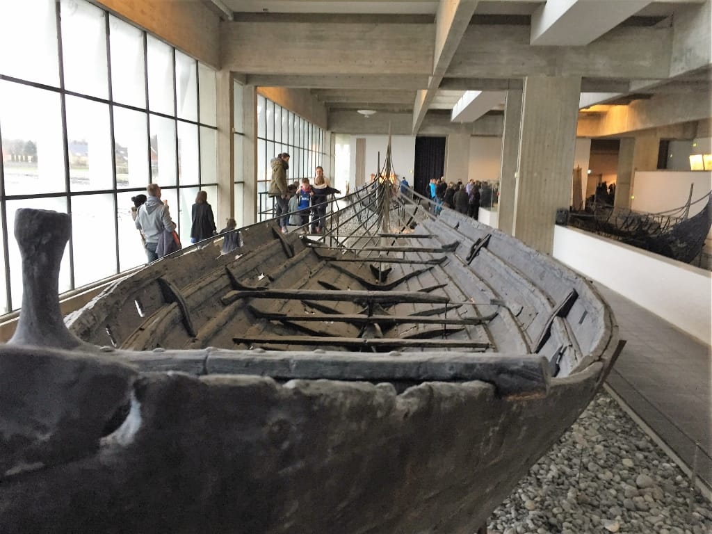 Viking long ship on display in Roskilde, Denmark.