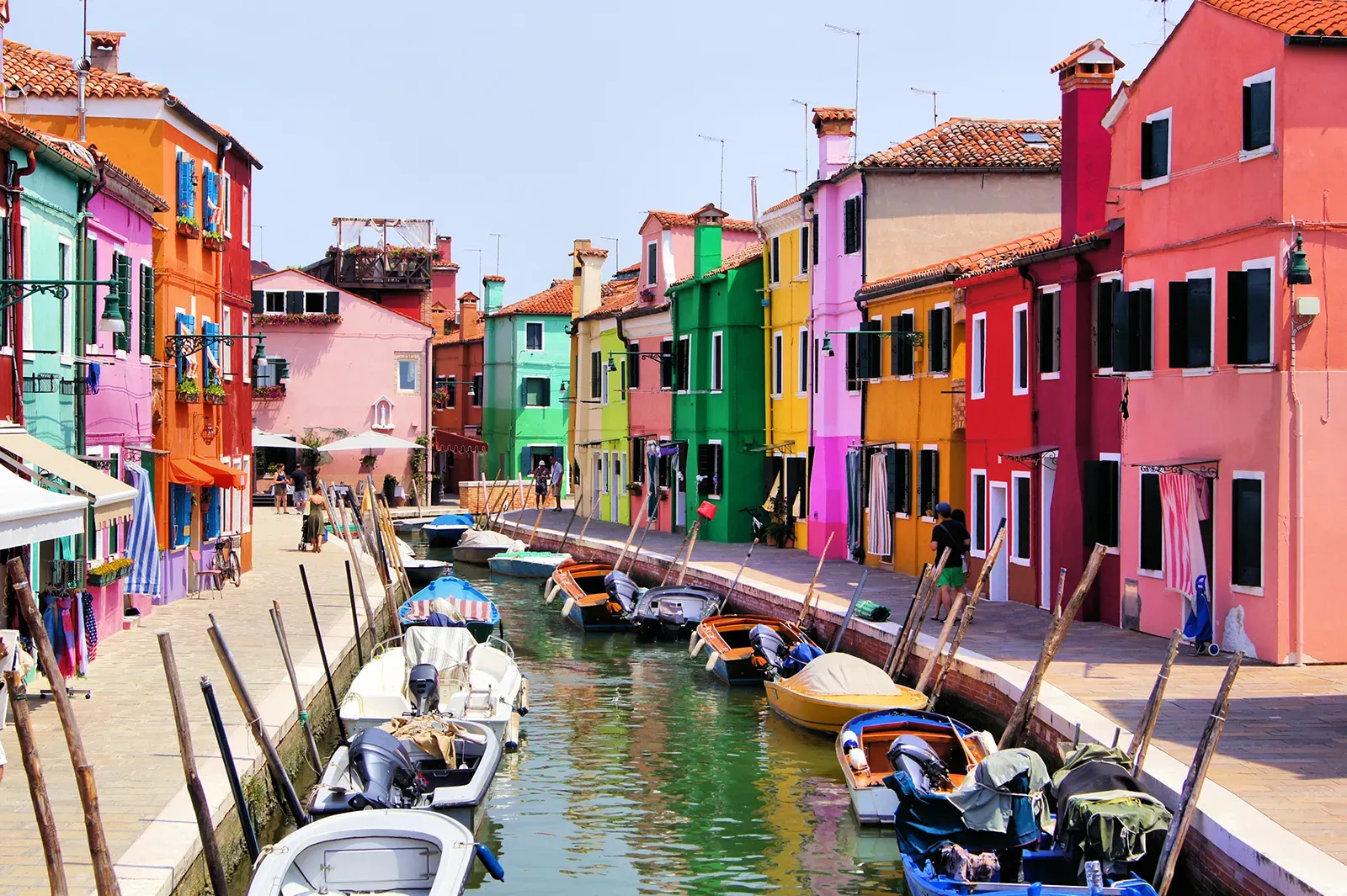 Colorful houses in Burano Island near Venice.