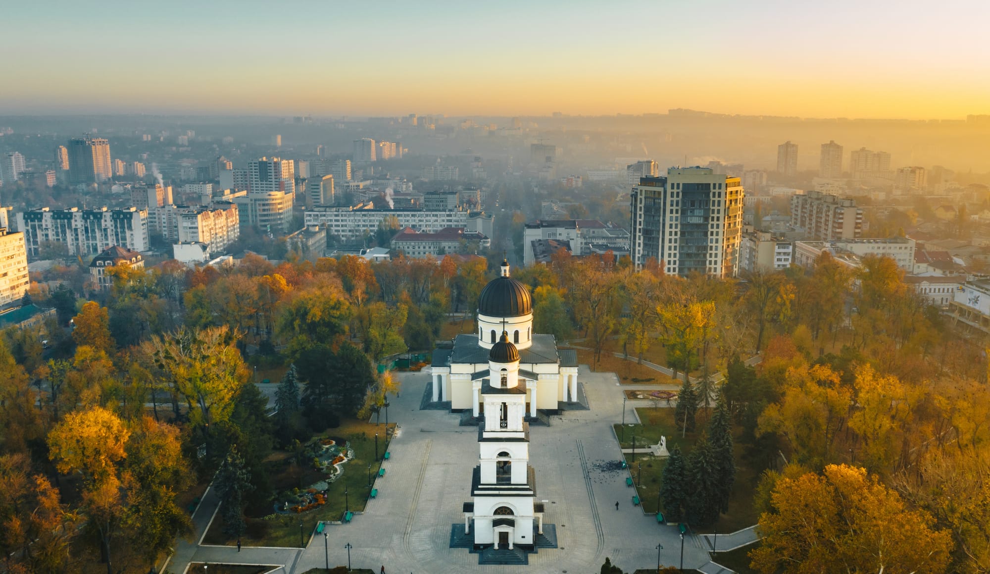 Moldova ariel view of the city.
