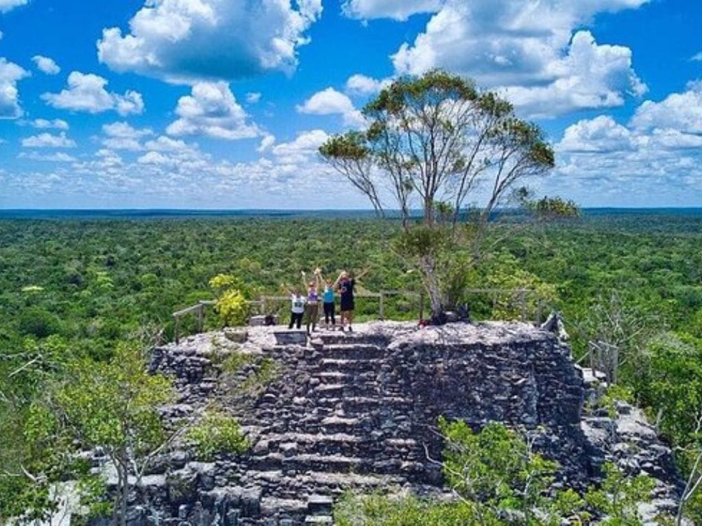 Hiking at the top of El Mirador Basin (Maya Biosphere Reserve).