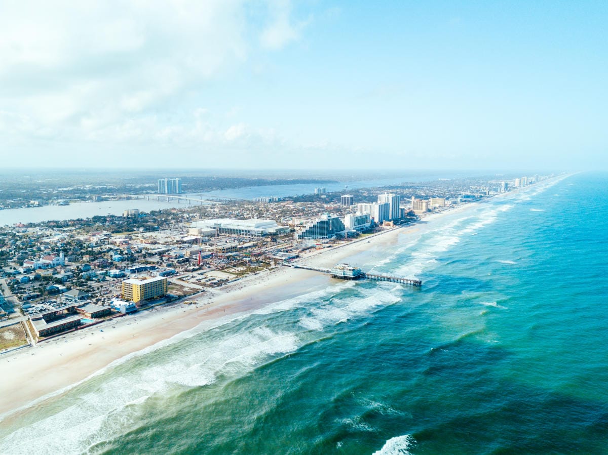 Ariel view of Daytona Beach, Florida.