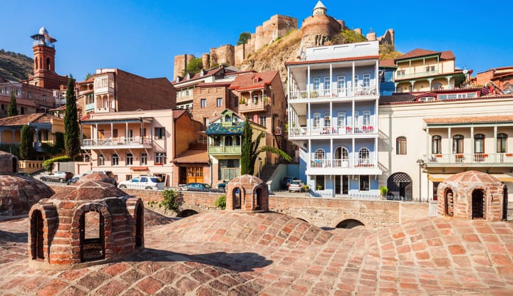 The Abanotubani neighborhood in Tbilisi, Georgia.