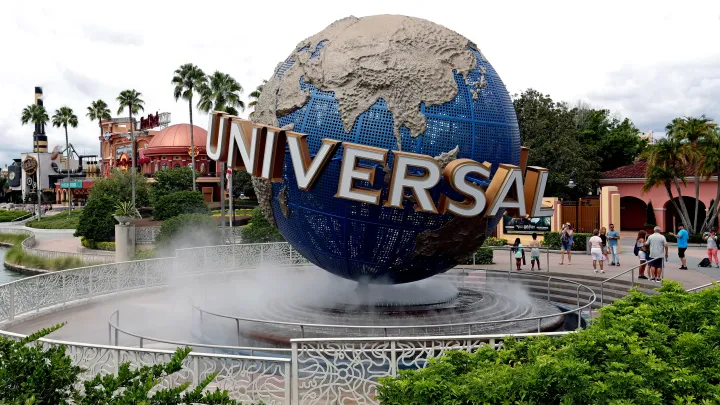 The globe in font of Universal Studios in Orlando Florida at the entrance of the theme park.