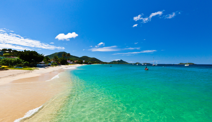 Beautiful beach and clear waters at Hillsborough Bay in Carriacou