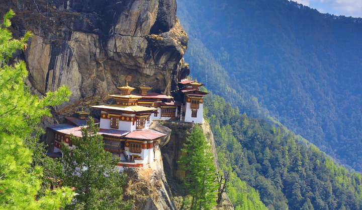 Temple on the mountainside in Tiger's Nest Bhutan;