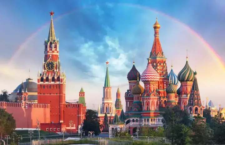Rainbow over the Kremlin in Russia