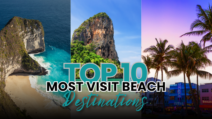 Photo showing 3 of the most popular beach destinations in the world. Bali, Thailand, and Miami.