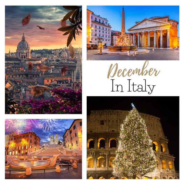 Christmas lights and tree decorations when visiting Italy in Decemeber.