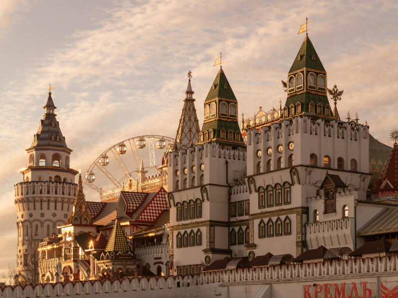 Sunset View of Izmailovsky Kremlin in Moscow