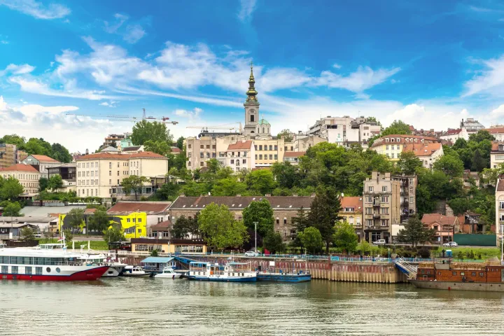 Belgrade, Serbia river front on a sunny day.